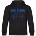 multifanshop Kapuzen Sweatshirt - Holstein - Herzschlag - Druck blau - Hoodie