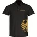 multifanshop Poloshirt - Deutschland - Adler seitlich Gold - Druck gold metallic - Polo