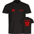 multifanshop Herren T-Shirt - Stuttgart - Trikot Nummer 12 - Druck rot - Männer