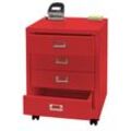 Rollcontainer MCW-L49, Schubladenschrank Stahlschrank Aktenschrank, Metall 55x40x41cm 4 Schubladen ~ rot