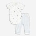 2-teiliges weiß-blaues Babyset aus Body und Hose