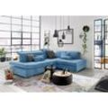 Ecksofa SET ONE BY MUSTERRING "SO 4100 mit komfortablen Federkern und Kopfteilverstellung", blau (hellblau 1695), B:291cm H:80cm T:226cm, Sofas, wahlweise mit Bettfunktion und Sitztiefenverstellung, L-Form