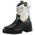 Cowboy Stiefelette BUFFALO "BULL BOOT VEGAN" Gr. 39, schwarz-weiß (weiß, schwarz), Damen, Lederimitat, Schuhe, Westernstiefelette, Cowboy Boots, Schlupfboots, mit Stickerei