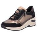 Keilsneaker RIEKER Gr. 39, rosa (bronzefarben, schwarz), Damen, Lederimitat, kontrastfarbene Details, Schuhe, Freizeitschuh, Halbschuh, Schnürschuh mit Schaftrandpolsterung