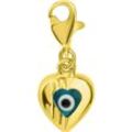 Charm-Einhänger FIRETTI "Schmuck Geschenk Gold 333 Anhänger Charms Herz Magisches Auge" bunt (gelbgoldfarben, blau, schwarz, weiß, weiß) Damen mit Glasstein