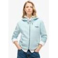 Kapuzensweatjacke SUPERDRY "ESSENTIAL LOGO ZIP HOODIE HB" Gr. L, blau (winter sky blue) Damen Sweatjacken