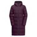 Daunenmantel JACK WOLFSKIN "FROZEN PALACE COAT W", Damen, Gr. L (42/44), lila (berry, jam), Hauptmaterial: 100% Polyester (recycled); Futter: 100% Polyester (recycled); Füllung: 90% Entendaunen, 10% Federn, Mäntel