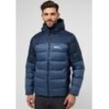 Daunenjacke JACK WOLFSKIN "NEBELHORN DOWN HOODY M" Gr. XL (54/56), blau (nature, blau), Herren, Obermaterial: 100% Polyamid; Kontrast: 100% Polyamid; Futter: 100% Polyester; Füllung: 90% Entendaunen, 10% Federn, Jacken