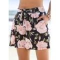 Shorts S.OLIVER, Damen, Gr. 34, N-Gr, bunt (bedruckt), Jersey, Obermaterial: 100% Viskose, bedruckt, modisch, gerade kurz, Hosen, mit Bindeband am Bund, im Blumenprint, kurze Hose