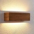 Lindby Benicio Holz-LED-Wandleuchte, eckig, 37 cm