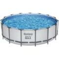 Framepool BESTWAY "Steel Pro MAX™", grau, B:457cm H:122cm L:457cm, Schwimmbecken, Frame Pool mit Filterpumpe Ø 457x122 cm, lichtgrau