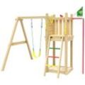 Spielturm JUNGLE GYM "Perch", braun (kdi), Spieltürme, KinderB:226cm H:232cm T:274cm, Holz, Spielanlage mit Schaukel und Rutschstange, B:226cm H:232cm T:274cm