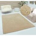 Hochflor-Teppich MY HOME "Microfaser Teppich Magong, besonders weich, sehr feiner Flor" Teppiche Gr. B: 60 cm 1 St., 25 mm, L: 90 cm, beige (sand) uni, Wohnzimmer, Schlafzimmer, Kinderzimmer, auch rund und als Läufer