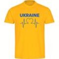 multifanshop Kinder T-Shirt - Ukraine - Herzschlag - Druck blau - Kind