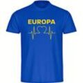 multifanshop Herren T-Shirt - Europa - Herzschlag - Druck gelb - Männer