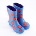 Blaue Gummistiefel mit Apfelmuster