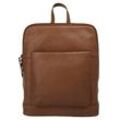 Cityrucksack X-ZONE "RFID", Gr. B/H/T: 27cm x 34cm x 7cm, onesize, braun (cognac), Rindsleder, Leder, klassisch, Rucksäcke, echt Leder