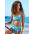 Bustier-Bikini-Top LASCANA ACTIVE "Coal" Gr. 34, Cup C/D, blau (petrol, bedruckt) Damen Bikini-Oberteile im Mustermix aus Palmen und Streifen