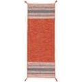 Läufer CARPETFINE "Kelim Azizi", orange, B:80cm H:5mm L:500cm, Baumwolle, Teppiche, Fransenteppich, Baumwolle, Wendeteppich mit Fransen, Wohnzimmer