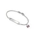 Armband FIRETTI "Schmuck Geschenk Silber 925 Armkette ID-Platte Schmetterling Glitzer", bunt (silberfarben, pink, pink), Armbänder, Silber 925 (Sterlingsilber), mit Kristallstein