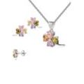 Ohrring und Ketten Set FIRETTI "Multipack Schmuck Geschenk Silber 925 Halskette Ohrstecker Regenbogen", bunt (silberfarben, amethyst, peridot, pink, orange, amethyst, peridot, pink, orange), Schmuck-Sets, Damen, Silber 925 (Sterlingsilber), Made in Germany - mit Zirkonia (synth.)