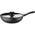 Wok PINTINOX "Pro", schwarz (schwarz, transparent), Ø:30cm, Pfannen, 3-lagige Antihaftbeschichtung, Ø 30 cm, inkl. Deckel, Induktion