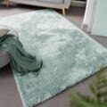 Hochflor-Teppich LUXOR LIVING "Gela", blau (türkis), B:160cm H:45mm L:230cm, Polyester, Teppiche, Uni Farben, weich und flauschig, ideal im Wohnzimmer & Schlafzimmer