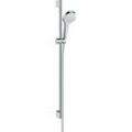 Brausegarnitur HANSGROHE "Croma Select S", weiß (weiß, chrom), Messing, Brausegarnituren, 11cm, mit Duschstange 90cm, Weiß/chrom