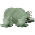 Kaffeeservice SELTMANN WEIDEN "Geschirr-Set, Service Beat" Geschirr-Sets Gr. 18 tlg., grün (salbeigrün) wunderschöne Farbglasur, Made in Germany, 18 Teile, für 6 Personen