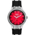 Quarzuhr DIESEL "STREAMLINE", schwarz (schwarz, rot), Armbanduhren, Herren, Armbanduhr, Herrenuhr, Silikonarmband