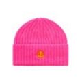 Beanie ZWILLINGSHERZ "Beanie mit Anker Stickerei", Damen, pink (neonpink), Kaschmir, unifarben mit Farbeinsatz, modisch, Mützen, mit auffälligem Anker-Motiv