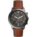 Chronograph FOSSIL "NEUTRA CHRONO, FS5512", braun, Armbanduhren, Herren, Quarzuhr, Armbanduhr, Herrenuhr, Stoppfunktion, Datum, Lederarmband