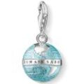 Charm-Einhänger THOMAS SABO "Weltkugel, 0754-007-1", bunt (silberfarben, blau), Charms, Damen, Silber 925 (Sterlingsilber)