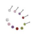 Nasenpiercing-Set FIRETTI "Multipack Schmuck Geschenk Silber 925 Piercing Nasenstecker", bunt (silberfarben, rosa, lila, rot, grün, weiß, rosa, lila, rot, grün), Piercings, Silber 925 (Sterlingsilber), mit Zirkonia (synth.)