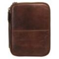 Kulturbeutel X-ZONE, Gr. B/H/T: 23cm x 17cm x 7cm onesize, braun (cognac), Leder, used, Taschen, echt Leder