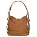 Cityrucksack SAMANTHA LOOK, Gr. B/H/T: 34cm x 31cm x 15cm, braun (cognac), Rindsleder, Leder, casual, Rucksäcke, echt Leder, Made in Italy