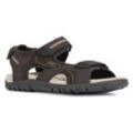 Sandale GEOX "UOMO SANDAL STRADA" Gr. 40, braun (braun, sand), Herren, Lederimitat, Schuhe, Sommerschuh, Klettschuh, Outdoorsandale, im Trekking-Look