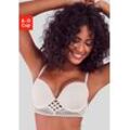 Push-up-BH LASCANA, Damen, Gr. 70, Cup D, beige (creme), Spitze, Obermaterial: 90% Polyamid, 10% Elasthan, modisch, BHs BH Hochzeitsdessous Hochzeitswäsche Push-up-BH Reizwäsche Spitzen-BH Spitzenwäsche, mit entzückender Flechtoptik, sexy Dessous