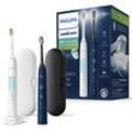 Elektrische Zahnbürste PHILIPS SONICARE "ProtectiveClean 5100 HX6851/34", blau (navy blau, weiß mint), Elektrozahnbürsten, Kunststoff, mit Schalltechnologie, 3 Putzprogramme, Reiseetui