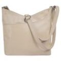 Umhängetasche SAMANTHA LOOK, Damen, Gr. B/H/T: 25cm x 20cm x 5cm onesize, beige (creme), Leder, unifarben, Taschen, echt Leder, Made in Italy