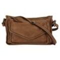 Umhängetasche CLUTY, Damen, Gr. B/H/T: 23cm x 16cm x 6cm onesize, braun (cognac), Leder, unifarben, leicht glänzend, Taschen, echt Leder, Made in Italy