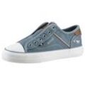 Slip-On Sneaker MUSTANG SHOES Gr. 45, blau (jeansblau) Damen Schuhe Plateau Sneaker, Slipper, Freizeitschuh mit praktischem Gummizug