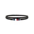 Armband TOMMY HILFIGER "Schmuck Edelstahl Armschmuck Wickelarmband", schwarz (edelstahlfarben, blau, rot, weiß, schwarz), Armbänder, Herren, Edelstahl-Leder, Edelstahl, Leder, mit Emaille