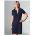 Jerseykleid TRIGEMA "TRIGEMA Polokleid ohne Kragen", Damen, Gr. XXL, US-Größen, blau (navy), 94% Baumwolle, 6% Elastan, casual, Kleider Etuikleid