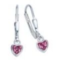 Paar Ohrhänger FIRETTI "Schmuck Geschenk Silber 925 Ohrschmuck Patentbrisur Herzen", rosa (pink, silber, 925, pink), Ohrringe, Mädchen, Silber 925 (Sterlingsilber), mit Zirkonia (synth.)