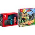 NINTENDO SWITCH Spielekonsole Spielekonsolen inkl. Ring Fit Adventure bunt (neonrot, neonblau)