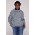 Rollkragenpullover SOCCX Gr. M/L, grau (cold grau), Damen, Material: 100% Polyester, Strukturmuster, Pullover, mit Fledermaus-Ärmeln