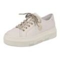 Plateausneaker RIEKER Gr. 42, beige Damen Schuhe aus Canvas, Freizeitschuh, Halbschuh, Schnürschuh