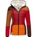 Steppjacke NAVAHOO "Multikulti", Damen, Gr. S (36), braun, Obermaterial: 100% Nylon, Futter: 100% Polyester, Wattierung: 100% Polyester, Ärmelfutter: 100% Polyester, colorblocking, modisch, tailliert hüftbedeckend, Langarm Ärmel ohne Ärmelschlitz Rippstrickbündchen kontrastfarben, Jacken, stylische Colorblocking Übergangsjacke m. Kapuze