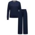 Sweater RAGWEAR "Set Delje", Damen, Gr. 4XL (48), blau (navy), Material: 67% Polyester, 28% Viskose, 5% Elasthan, Basic, weit 7/8-Länge, Rundhals, Langarm weit Bündchen, Sweatshirts, Damen Set aus weiter Hose und Pullover